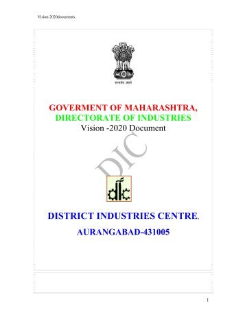 DISTRICT INDUSTRIES CENTRE, - Aurangabad District