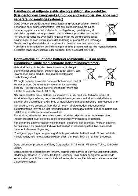 Sony VPCF13Z1R - VPCF13Z1R Documenti garanzia Svedese