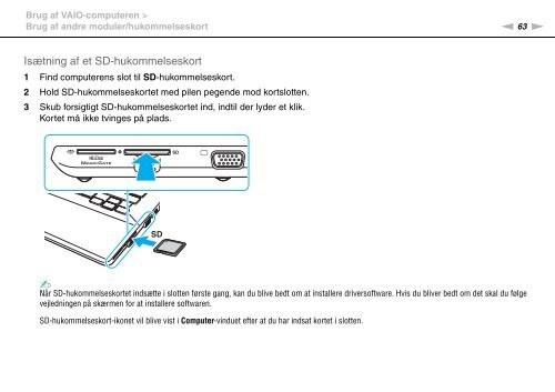 Sony VPCSB1B9E - VPCSB1B9E Istruzioni per l'uso Danese