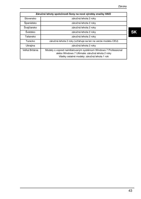 Sony VPCF13Z1R - VPCF13Z1R Documenti garanzia Ceco