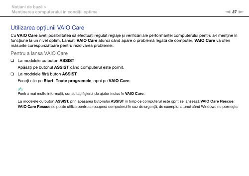 Sony VPCSB1B9E - VPCSB1B9E Istruzioni per l'uso Rumeno