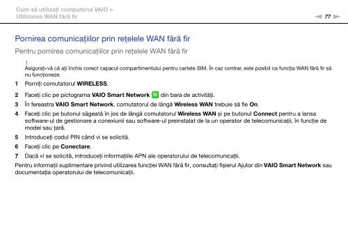 Sony VPCSB1B9E - VPCSB1B9E Istruzioni per l'uso Rumeno