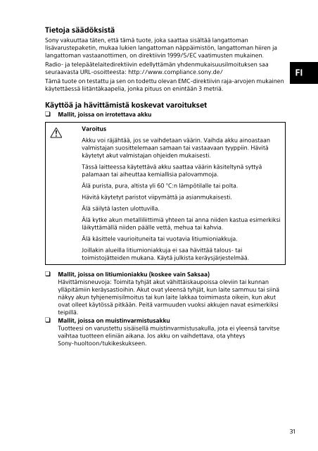 Sony VPCSB1B9E - VPCSB1B9E Documenti garanzia Polacco