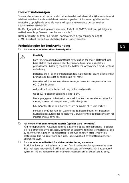 Sony VPCSB1B9E - VPCSB1B9E Documenti garanzia Polacco