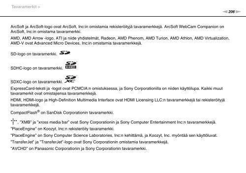 Sony VPCSB1B9E - VPCSB1B9E Istruzioni per l'uso Finlandese