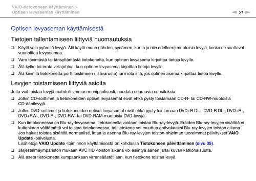 Sony VPCSB1B9E - VPCSB1B9E Istruzioni per l'uso Finlandese