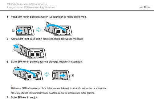 Sony VPCSB1B9E - VPCSB1B9E Istruzioni per l'uso Finlandese