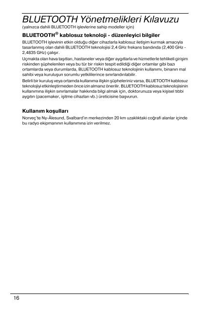 Sony VPCSB1B9E - VPCSB1B9E Documenti garanzia Turco