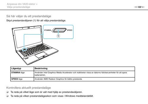 Sony VPCSB1B9E - VPCSB1B9E Istruzioni per l'uso Svedese