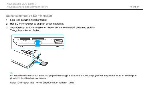 Sony VPCSB1B9E - VPCSB1B9E Istruzioni per l'uso Svedese