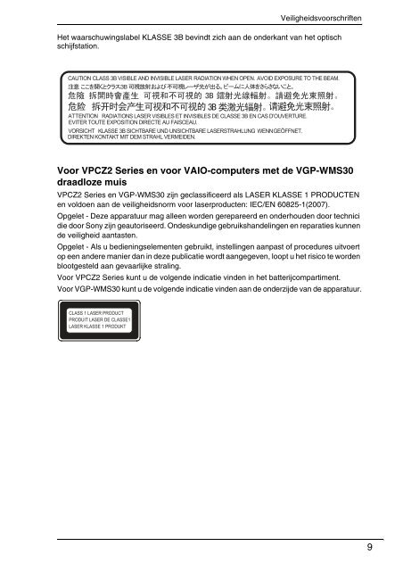 Sony VPCEJ1J1E - VPCEJ1J1E Documenti garanzia Olandese