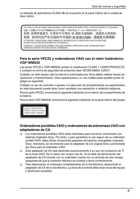 Sony VPCEJ1J1E - VPCEJ1J1E Documenti garanzia Spagnolo