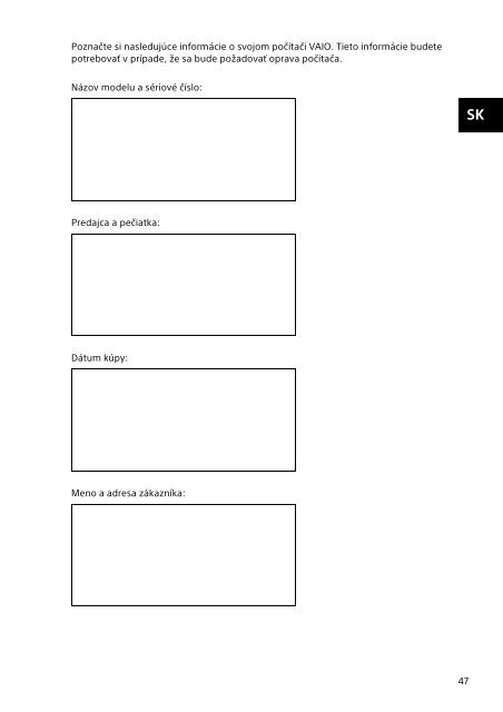 Sony VPCJ23M1E - VPCJ23M1E Documenti garanzia Danese