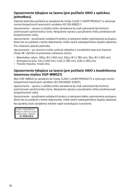Sony SVP1321S9E - SVP1321S9E Documenti garanzia Ceco