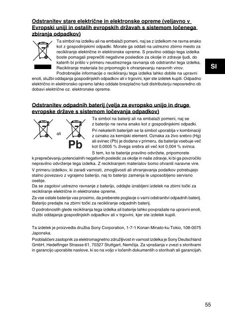 Sony SVS1311H4E - SVS1311H4E Documenti garanzia Croato