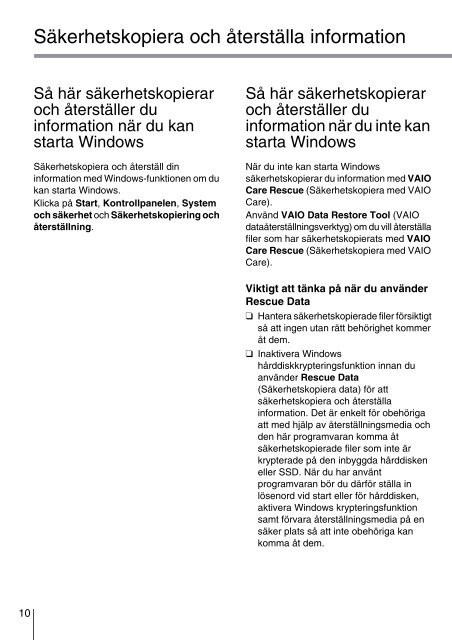 Sony SVT1311B4E - SVT1311B4E Guida alla risoluzione dei problemi Danese