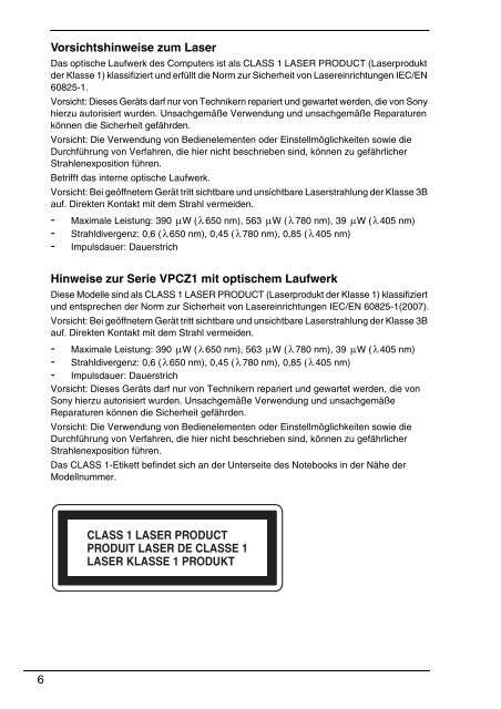 Sony VPCS12C5E - VPCS12C5E Documenti garanzia Tedesco