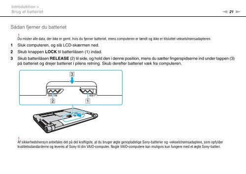 Sony VPCS12C5E - VPCS12C5E Istruzioni per l'uso Danese