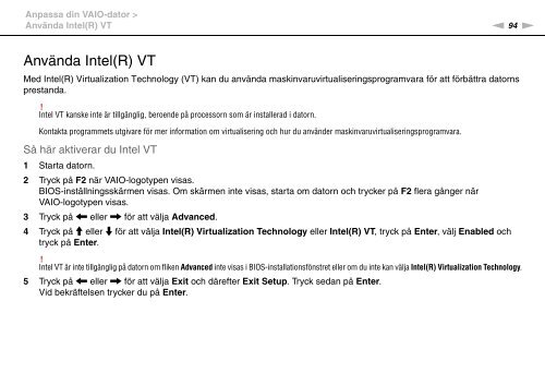 Sony VPCEB2S1E - VPCEB2S1E Istruzioni per l'uso Svedese