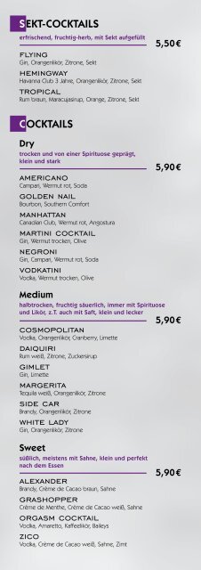 Ionis Cocktailkarte