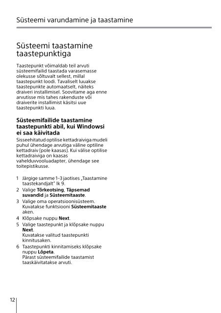 Sony SVE1712H1E - SVE1712H1E Guida alla risoluzione dei problemi Lituano