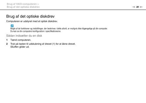 Sony VPCEB1C5E - VPCEB1C5E Istruzioni per l'uso Danese