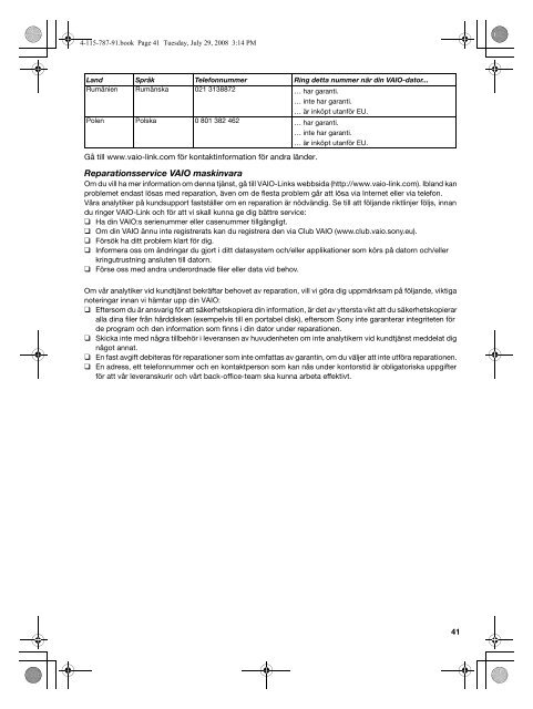 Sony VGN-FW21J - VGN-FW21J Documenti garanzia Finlandese