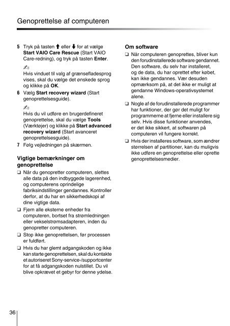 Sony VPCEC4S0E - VPCEC4S0E Guida alla risoluzione dei problemi Danese
