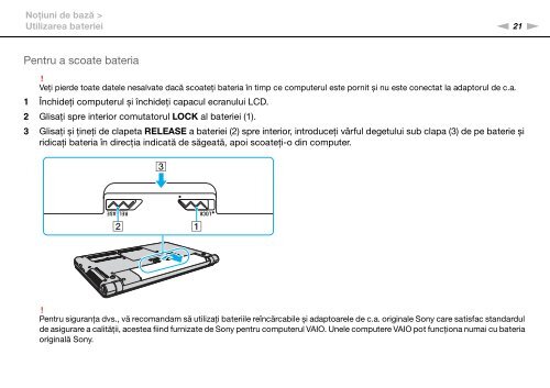 Sony VPCS13L8E - VPCS13L8E Istruzioni per l'uso Rumeno