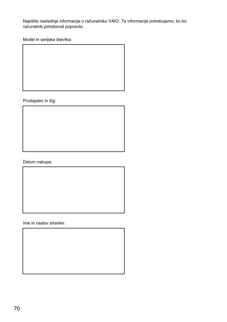 Sony SVZ1311A4E - SVZ1311A4E Documenti garanzia Croato