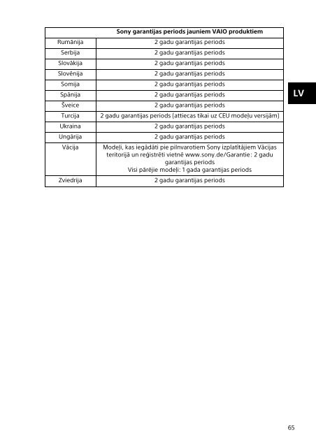 Sony SVL2412M1E - SVL2412M1E Documenti garanzia Estone