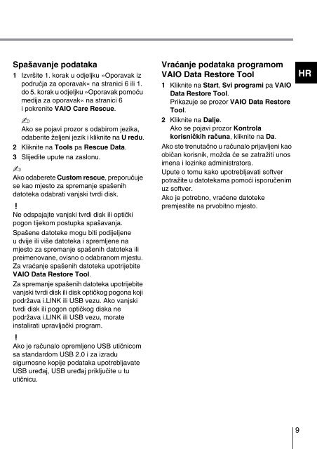 Sony SVS1511V9R - SVS1511V9R Guida alla risoluzione dei problemi Sloveno