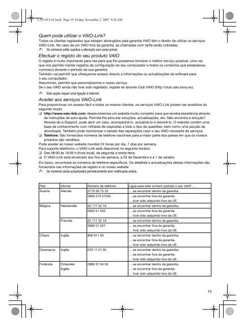 Sony VGN-AR71SR - VGN-AR71SR Documenti garanzia Portoghese