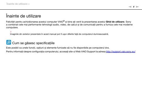 Sony VPCSE1C5E - VPCSE1C5E Istruzioni per l'uso Rumeno