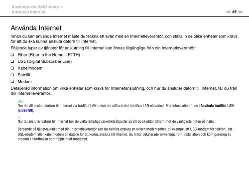 Sony VPCSE1C5E - VPCSE1C5E Istruzioni per l'uso Svedese