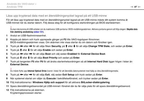 Sony VPCSE1C5E - VPCSE1C5E Istruzioni per l'uso Svedese