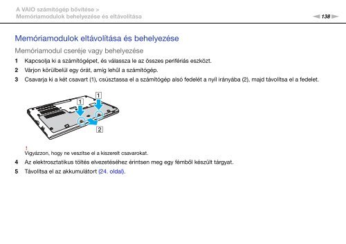 Sony VPCSE1C5E - VPCSE1C5E Istruzioni per l'uso Ungherese