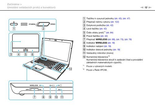 Sony VPCSA4S9R - VPCSA4S9R Istruzioni per l'uso Ceco