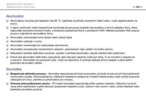 Sony VPCSA4S9R - VPCSA4S9R Istruzioni per l'uso Ceco