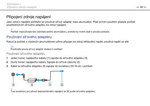 Sony VPCSA4S9R - VPCSA4S9R Istruzioni per l'uso Ceco