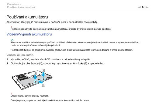 Sony VPCSA4S9R - VPCSA4S9R Istruzioni per l'uso Ceco