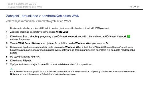 Sony VPCSA4S9R - VPCSA4S9R Istruzioni per l'uso Ceco