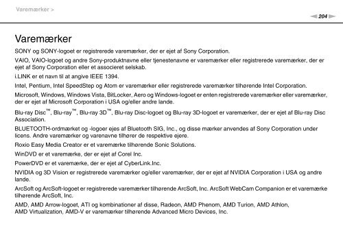 Sony VPCSA4S9R - VPCSA4S9R Istruzioni per l'uso Danese