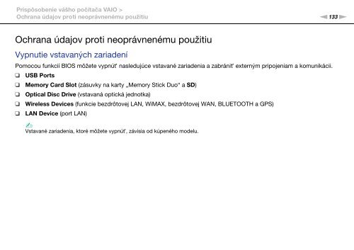 Sony VPCSA4S9R - VPCSA4S9R Istruzioni per l'uso Slovacco