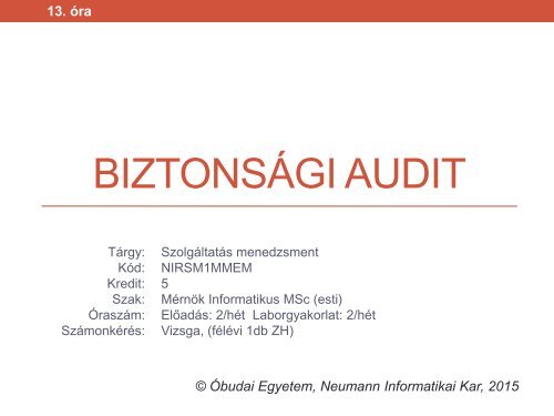 BIZTONSÁGI AUDIT