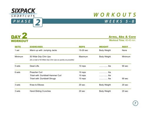 Workouts Phase 2 Weeks 5