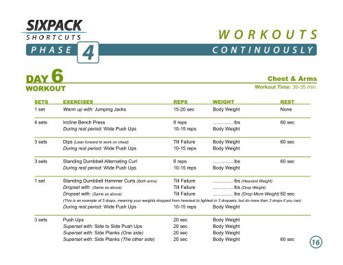 Six Pack Shortcuts Workout Manual