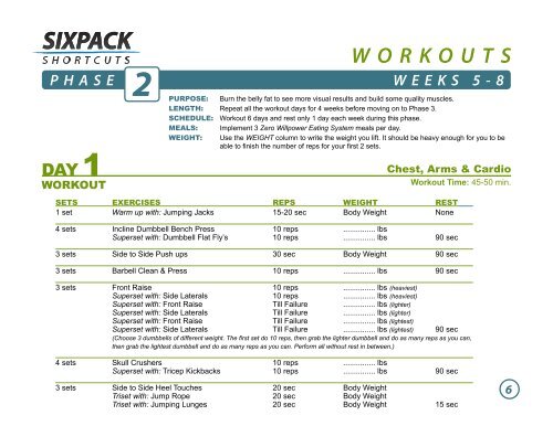 Six Pack Shortcuts Workout Manual