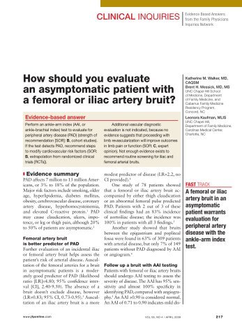 How should you evaluate an asymptomatic patient with a femoral or ...