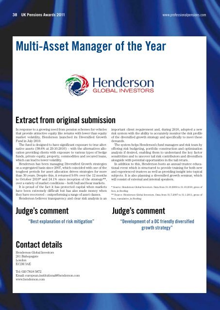 Winner ShortliSt - Henderson Global Investors